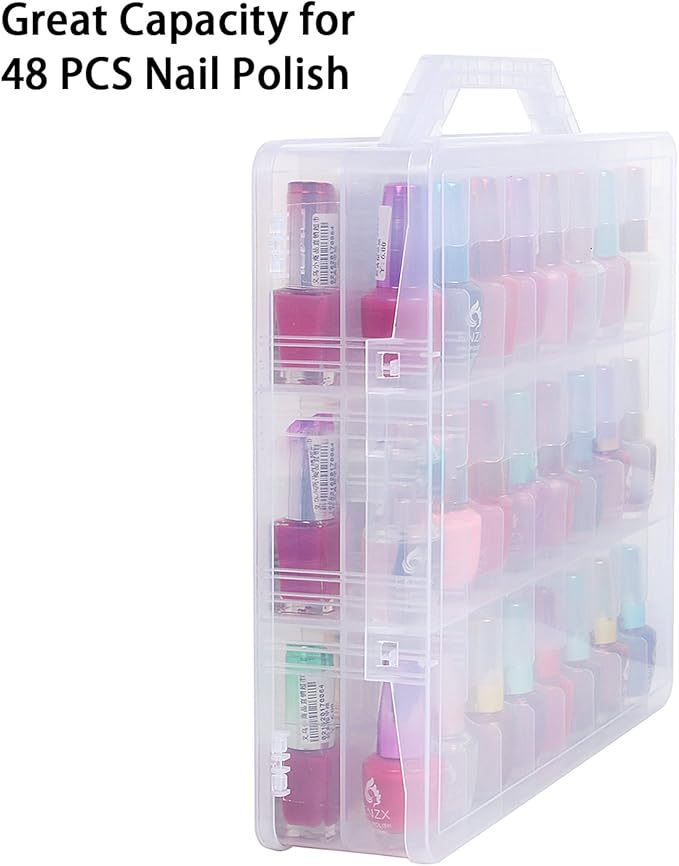 Kissbuty Universal Nail Polish Holder Organizer for 48 Bottles Adjustable Dividers Space Saver