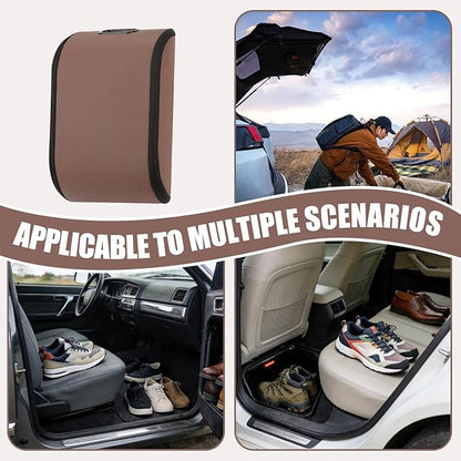 Shoe Organizer for Car,PU Leather Car Trunk Shoes Storage Box | Boot SUV Trunk Organizer - for Automotive RV Sedan Entryway Hotel Gym Camping
