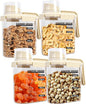 Cereal Containers Storage with Pour Plastic Cereal Storage Container Dispenser Airtight Food Storage Containers with Lids BPA-Free Canisters Sets for Kitchen Pantry Organizers, 1.5L 4 Piece