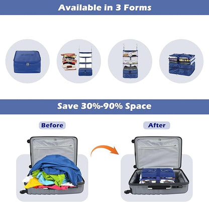 Surblue Hanging 3-Shelf Closet Organizer Pocket Collapsible Washable Oxford Fabric with 2 Hooks (L 11.41 * 11.41 * 19.68in, Blue)