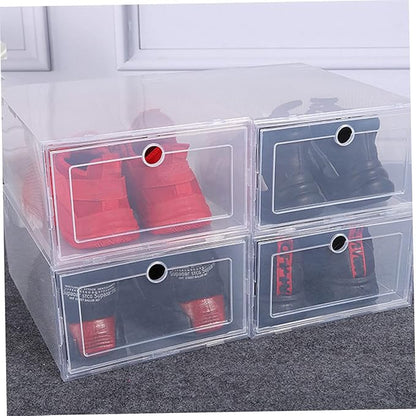 Hemobllo 6Pcs Plastic Shoe Storage Box Clamshell Design Lid Sturdy PP Material Stackable Organizer for Sneakers for Closet and Home Use