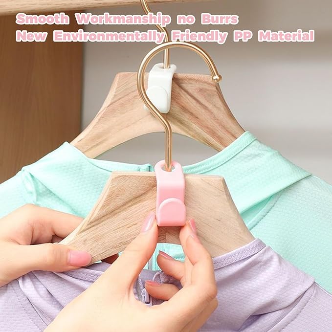 50 PCS Hanger Connector Hooks, Space Saving Hangers, Closet Hanging Organizer for College Dorm Room Essentials, Thickening Upgrade (White-50 Pcs)