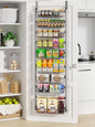 Delamu Over The Door Pantry Organizer, 9-Tier Pantry Door Organizers and Storage with Adjustable Basket, Metal Hanging Spice Rack, Seasoning Organizer, Door Organizer for Home Kitchen Bathroom, Black