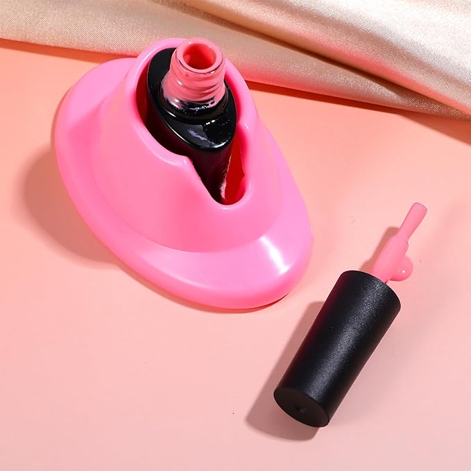 Gjinxi 4PCS Soft Rubber Nail Polish Bottle Holder, Nail Polishes Stand, Anti-spill Bottle Stand, Painting Manicure Display Tools, Non Tippable Nail Art Supplies, for Nail Polish Organizer Accessories