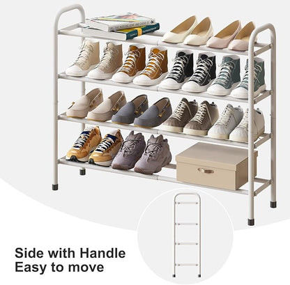 kiplant Expandable Shoe Rack, 4-Tier Expandable Metal Shoe Rack,Shoe Shelf for Closet, Entryway & Hallway