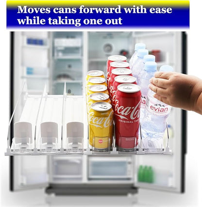 AMLLLC Drink Dispenser for Fridge,Automatic Pusher Glide Soda Can Dispenser for Refrigerator and Adjustable Width - Storage 25 Cans