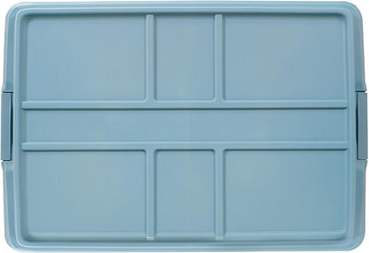 Hefty 72 Quart Hi-Rise Storage Bin with Lid, Stackable Plastic Container Tote for Home, Office, and Classroom Organization, 6 Pack, Smoke Blue