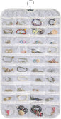 BB Brotrade Hanging Jewelry Organizer,Accessories Organizer,80 Pocket Organizer for Holding Jewelries (White-Embossed)