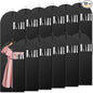12 Pcs Garment Bags for Hanging Clothes, 47" x 24" Black Dress Garment Bag Set with Clear Window, Durable PEVA Coat Bags for Closet Storage & Travel