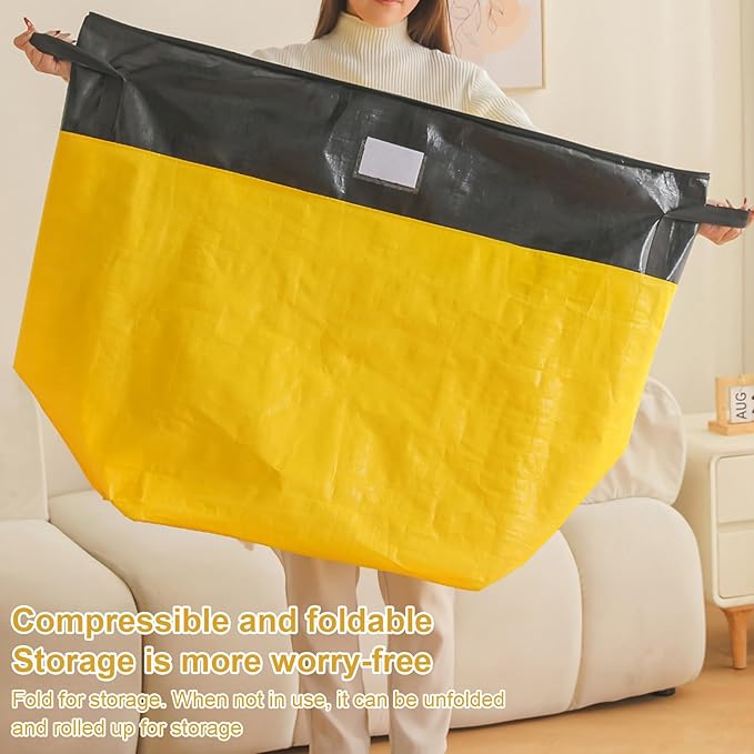 Upgrade Moving Bags Heavy Duty Extra Large,Heavy-Duty Storage Bags – Alternative to Moving Boxes, Plastic Storage Bins, Mattress Bags for Moving & College Essentials (yellow, 180L)
