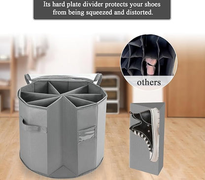 Round Shoe Storage Organizer, Zapateras Organizer RV Shoe Boxes Small Space Shoe Basket for Closet/Entryway Mudroom Shoe Containers - Gray