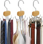 3 Pack Tank Top Hanger, Rotatable Bra Organzier for Closet, Bra Hanger for Closet Organizer, 360° Rotating & Foldable, Metal and Wood, Space-Saving Belt Hangers for Tank Tops, Belt, Tie (Wood)