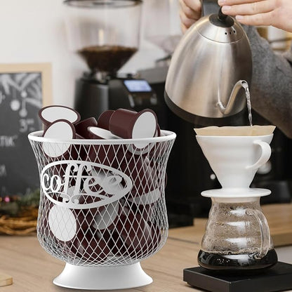 ITHSKUILL Coffee Pod Holder, Sturdy K Cup Organizer, Large Capacity K Cup Storage for Keuring Espresso Capsule Coffee Creamer, Easy to Refill and Organize for Cafe Bar, Coffee Bar Decor