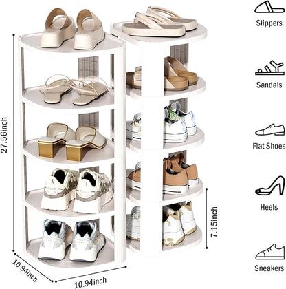 NestOrganix 10 Tiers Free Standing Shoe Racks, Sturdy Narrow Shoe Shelf, Tall Shoe Rack for Closet, Entrance, Living Room, White