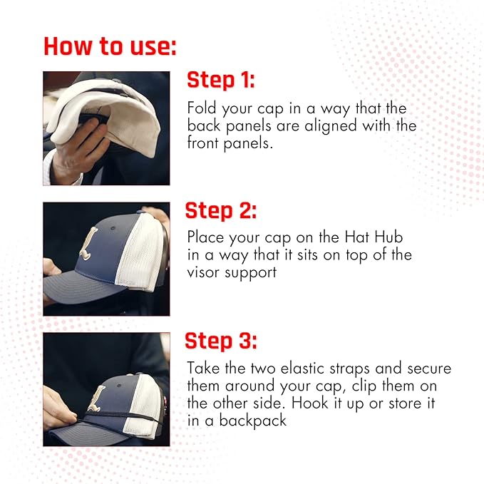 No Errors Hat Hub - Baseball Cap Shaper, Holder, & Organizer. Protects Cap Shape When Traveling - Holds 3 Caps
