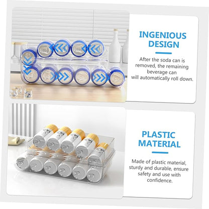 Beverage Can Holder Soda Can Organizer for Refrigerator Transparent Drink Dispenser Rack and Easy Access to Drinks