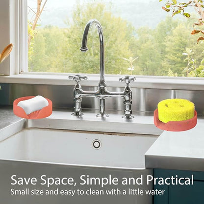 Silicone Bathroom Soap Dishes, Self Draining Waterfall Bar Soap Holder & Saver, Dish Soap Tray, Sponge Holder, 13 Non-Slip Suction Cups Dishwasher Safe for Bathroom Kitchen Shower Sink Organizer Red