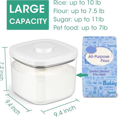 TBMAXS Airtight Rice Container 10 Lbs, Clear Plastic Food Storage Container Bin For Flour Sugar, Dry Food Holder with Easy Locking Lid for Kitchen Pantry Organization and Storage