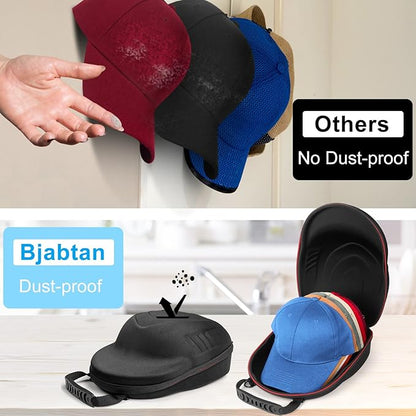 Hard Hat Case for Baseball Caps, Baseball Hat Organizer with Carrying Handle & Shoulder Strap, Hat Carrier Case for Travel, Baseball Hat Organizer Holder for 6 Baseball Caps, Black