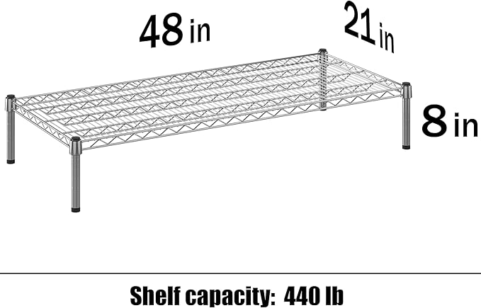 21" Deep x 48" Wide x 8" Height Wire Shelving Kit | 1-Tier | NSF Commercial Storage Rack Unit