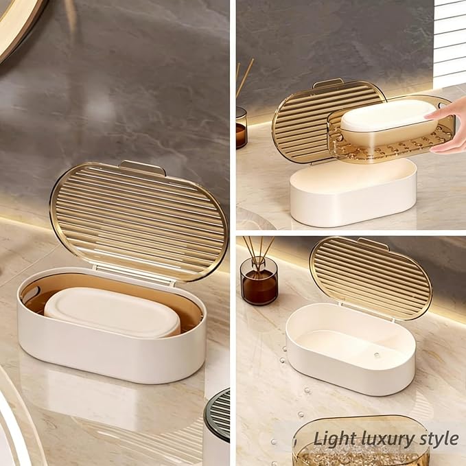 Soap Holder for Bathroom, Shower Soap Dish with Drainage Layer, Portable Soap Box for Bathroom, Bar soap Case for Travel, Gym, School, Camping