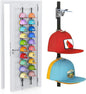 AXU Hat Rack for Door, Hat Organizer for Baseball Caps, Over the Door Hat Storage Organizer - Holds 20-40 Caps | Grey, 2 Straps