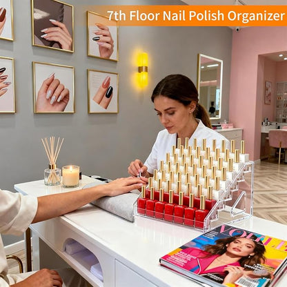 New 2025 7th Floor Nail Polish Organizer, Acrylic Display Case, Makeup Organizer, Detachable Nail Polish Holder, Convenient Assembly of Transparent Nail Polish Holder Stand