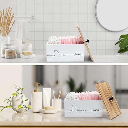 Hoolerry Wood Tampon Holder for Bathroom Farmhouse Pad and Tampon Organizer Feminine Product Organizer Rustic Storage Container for Bathroom Countertop(Simple Style)