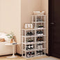 Bamboo Shoe Rack 12 Tier- Vertical Shoe Rack for Small Spaces, Tall Narrow Shoe Rack Organizer for Closet Entryway Corner Garage and Bedroom,Skinny Shoe Shelf with Free Stackable DIY White Storage