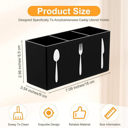 Cutlery Storage Organizer Silverware Caddy Utensil Holder Countertop Knife Spoon and Fork Organizer Kitchen 3 Section Tableware Storage Box Indoor Outdoor Party Tableware Holder (Black)