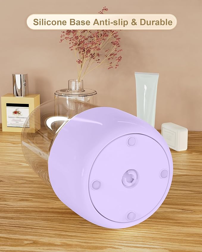 Anylady Makeup Brush Holder 360 Rotating, [Upgrade & with Cover] Makeup Brush Organizer for Vanity Countertop Bathroom (Purple)