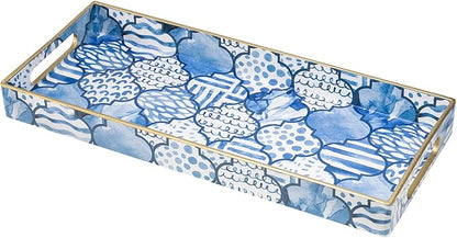 MAONAME Plastic Vanity Tray, Bathroom Counter Tray, Decorative Trays with Handles, Storage Dresser Trays Organizer for Toilet Tank, Jewelry, Makeup, 13.8" x 6" x 1.57"