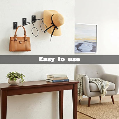 8 Pcs Cowboy Hat Rack for Wall, Black Metal Cowboy Hat Holder Reusable Wall-Mounted Metal Hats Hooks with Screws for Fedora, Cap, Wide Brim Hats for Home, Shop