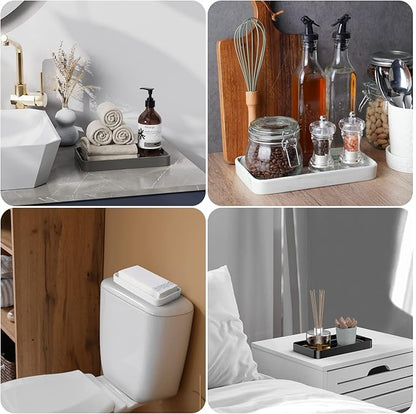 Gurygo 10" Bathroom Countertop and Vanity Tray - Kitchen Tray for Soap Bottles - Ceramic Vanity Tray for Bathroom Counter Organization - Kitchen Tray(White, Set/1)