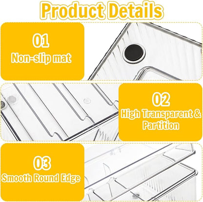 2 Pack Lash Extension Organizer, Clear Small Eyelash Cart Storage Boxes with 6 Compartments, Separated Large Capacity Eyelash Extension Supplies Storage Container for Lash Techs