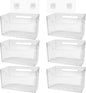 6Pcs Storage Organizer Bins Wall Mounted Organizer Basket Large Size Clear Plastic Makeup Organizer Adhesive Hanging Bin for Bathroom Kitchen Pantry