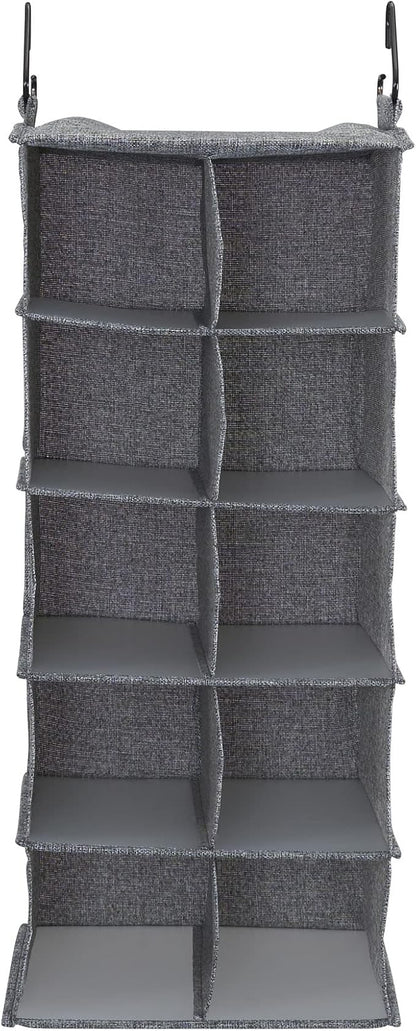 Household Essentials 10 Pocket Hanging Shoe Closet Organizer with Hooks