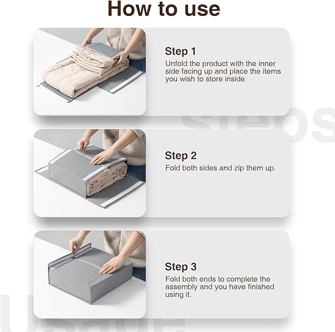 DIMJ Bed Sheet Organizers and Storage 8 Pack - Foldable Sheet Holder for Linen Bedding Storage Box for organization, Sheets Set Holder for Blanke, Towel (King & Queen Size), Grey