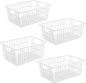 iPEGTOP Wire Storage Freezer Baskets, Set of 4 Large 15.4" Farmhouse Organizer Storage Bins Fridge Basket Rack with Handles for Kitchen Cabinets, Pantry, Office, Bathroom Organization - White