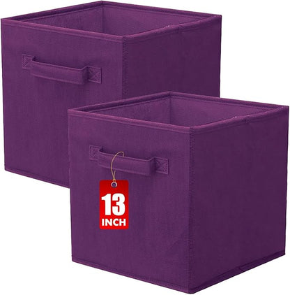 ShellKingdom Storage Bins, Foldable Fabric Storage Cubes And Cloth Organizer Drawer For Closet And Toys, 13 X 13 X 13 INCH, 2 Pack (Purple)