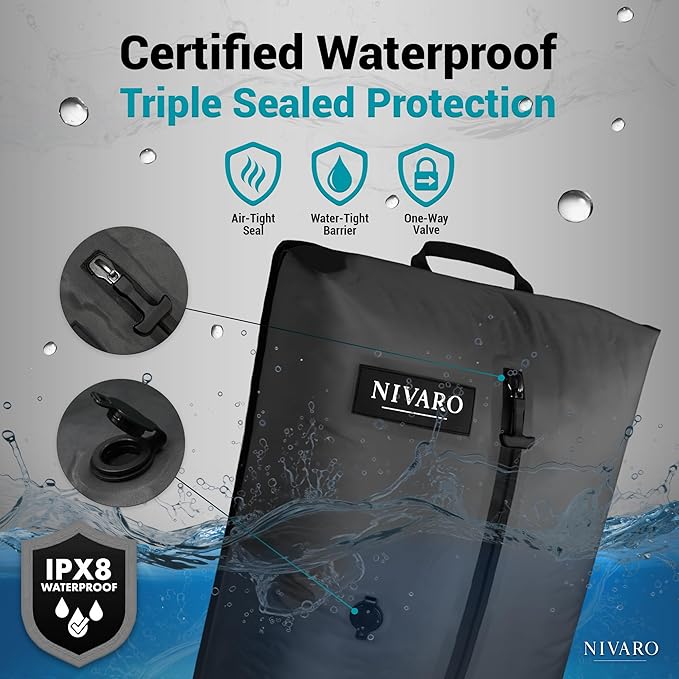 Travel Vacuum Compression Bags | Large 30L 1-Pack | Waterproof & Reusable | Space Saver Bags for Luggage | Wireless Pump Included