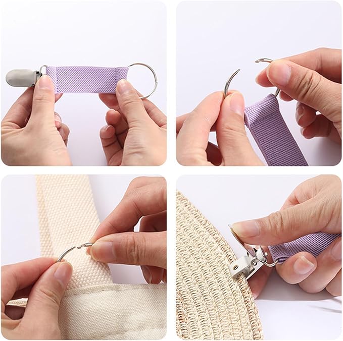 7 PCS Hat Clip for Travel on Bag，Elastic Travel Caps Carrier, Hat Hook, Hat Holder for Travel, Hats Brim Hanging Hook Traveling Accessories，Suitable for Backpacks and Luggage，Multicolor