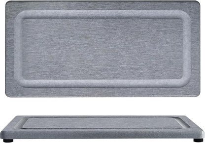 2 PCS Water Absorbing Stone Trays for Bathroom Sink & Kitchen Counter, Fast-Drying Diatomite Sink Coasters, Vanity Tray, Hand Soap Holder with Anti-Skid Pads (9.5" x 4.7" Gray)