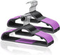 Tonswachic Pack of 30 Coat Hangers, Space-Saving Plastic Clothes Hangers, Non-Slip, 0.2 Inches Slim, 360° Swivel Silver Hook for Shirts, Pants, Suit & Wet/Dry Garments, Purple and Black
