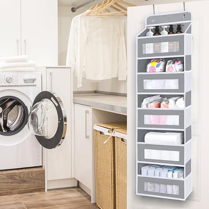 3 Pack Over The Door Organizer Storage, 5 Shelf Hanging Door Organizer with 10 Large Capacity Pockets, Anti Tilt 44 lb Load Behind Door Storage for Bedroom, Bathroom, Pantry, Nursery