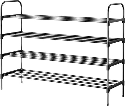 Kitsure Shoe Rack - 3-Tier Space-Saving Shoe Organizer & Shoe Shelf with Handle, Easy Assembly, Sturdy Metal Shoe Rack for Closet, Entryway, Bedroom, 28.0" x 11.8" x 33.0", Black