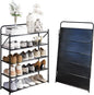 5 Tier No-Assembly Shoe Rack, Foldable Shoes Rack Organizer Without Installation, Portable Solid Metal Shoe Shelves for Closet, Entryway, Front Door Entrance