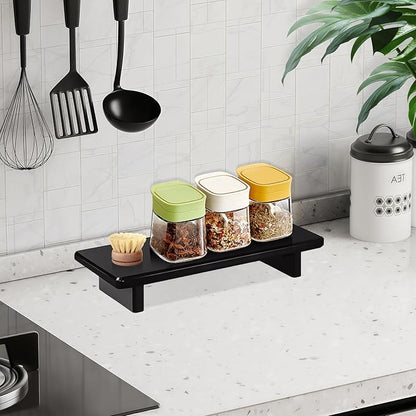 Acrylic Bathroom Counter Tray Stand, Kitchen Soap Holder Riser for Vanity Candle Plant Display, (1, Black-Small-8.6 x 3.6 x 1.5)