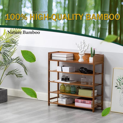 latifolia Bamboo Shoe Rack, 5-Tier Shoe Rack Organizer for Entryway, Living Room(Brown, 39.40''L)