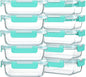 M MCIRCO 10-Pack 22 Oz Glass Meal Prep Containers with Lids - Microwave, Oven, Freezer & Dishwasher Safe - Green